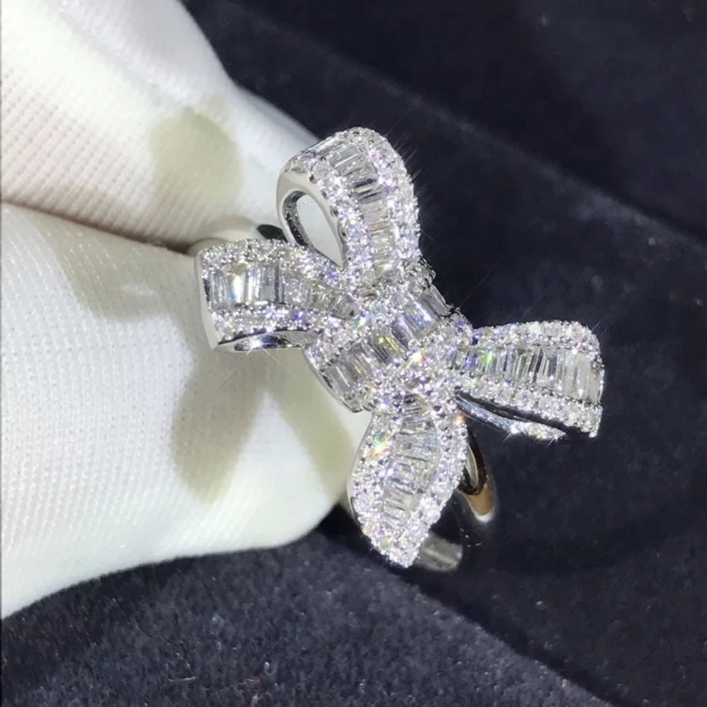 ♡♡Butterfly silver plated Wedding Engagement ring - Picture 6 of 6